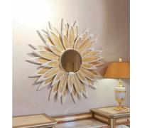 Fleur miroir mural miroir de luxe bois or baroque chambre design beige