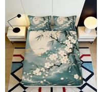 Fleur Moon Drap Housse Impression 3D Microfibre Doux Anti-Froissement | 90x200x25cmConception Profonde Cadeau Chambre Douce Décor Chambre Résistant