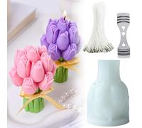 Fleur moule Stampo a forma di tulipano bouquet, 3D in silicone a forma di tulipano, per realizzare candele, fai da te in resina, decorazioni per torte fondente
