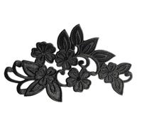 Fleur noire brodée écusson applique transfert thermocollant/a coudre