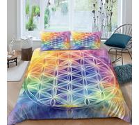 Fleur of Life Parure de Lit Microfibre Hypoallergique 3 Pièces 3D Effet Respirante Sacred Geometry Art Ensemble De Literie avec Fermeture Éclair Douce for Les Enfants King（220x240cm）