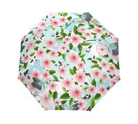 Fleur Oiseau Arbre Feuille Parapluie Pliant Ouverture et Fermeture Automatique Protection UV Parapluies Pliant Coupe-Vent Ultra-léger pour Voyager Plage Femmes Enfants Fille