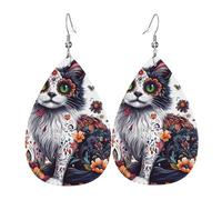 Fleur Papillon-Chat Du Mexique Femme Boucles D'Oreilles Faux Cuir Pendantes Dangle