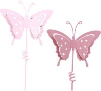 Fleur papillon rose rose métal deco 24cm 12pcs set