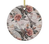 Fleur Paris Tour Eiffel Impression Arbre de Noël Décoration de Noël Personnalisée en Céramique à Suspendre pour Adultes Idées Décoration de Vacances