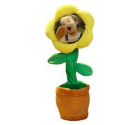 Fleur parlante dansante avec visage personnalisé qui chante imite une peluche interactive avec 50 chansons, jouet musical pour fête d'enfants, cadeau d'anniversaire, se déplace le rythme (jaune