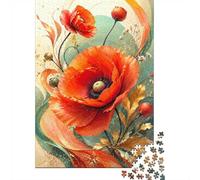 Fleur Pavot Feuille 1000pcs Mini Puzzle pour Adultes Stimulant | 70x50cm Carton Décor Salon Structure Durable Cadeau Anniversaire Relaxation
