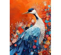 Fleur Peinture Diamant Adulte, DIY Diamond Painting Complet, Grue Diamond Painting Artisanat Strass Point de Croix Loisirs Créatifs Adultes, Décoration Murale Maison Peinture Diamant 80x120 cm W-3848