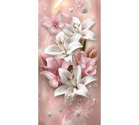 Fleur Peinture Diamant XXL Papillon Diamond Painting Adulte 100x200cm, 5D Diamant Painting Art Creatif Adulte, DIY Diamond-painting Strass Point de Croix Kit, pour Decoration Maison Murale, Model915