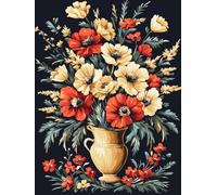 Fleur Peinture Numero Adulte Enfant avec Cadre, Peinture par Numéro Bouquet Paint by Numbers Kit, Numero d'art avec 3 Pinceaux et Acrylique Loisirs Créatifs Adultes, Decoration Maison 70x90 cm Q-378
