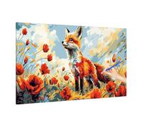 Fleur Peinture par Numero Adulte Enfant, DIY Peinture Numero Adulte Renard, Kit Creatif Paint by Numbers for Adults avec Pinceaux et Pigment pour Tableau Decoration Murale, Cadeau Femme 220x100cm Q-63