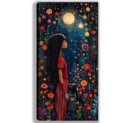 Fleur Peinture par Numero Adulte Lune Peinture Numero Adulte et Enfant, DIY Paint by Numbers avec 40x100cm Toile + Acryliques + Pinceaux + Images de Référence, Decoration Chambre, Cadeau Femme,-fu224u