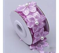 Fleur Perle Perlée BrodéeFleur Dentelle Ruban Garniture Perlée Frange Africaine Dentelle Tissu À La Main Robe Couture Fournitures-violet clair,3.5x50cm