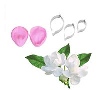 Fleur Pétale Veiner Couteau Silicone Moules Acier Inoxydable Fondant Set Emporte-Pièces, Décoration Gâteau Outils Coupe Biscuit Cuisson Moules, Plats à Four Sugarcract Chocolat Pâte à - Jasmin