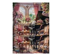 Fleur Piano Chaise Puzzle, 1000 Pièces Jeu D'intérieur Adulte | 52x38cm Carton, Exercice Mental, Assemblage Précis, Amateurs D'art, Réduction Du Stress