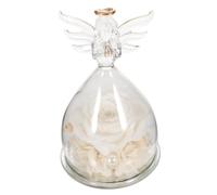 Fleur Préservée sous Cloche Ange en Verre Noël Présent Romantique | Verre Transparent, Fleur Éternelle Blanche, Décoration de Bureau Intérieure, pour Table de Chevet et Mariage