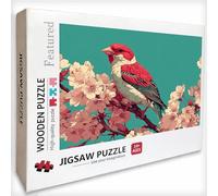 Fleur Puzzle 1000 Pièces Adultes, Oiseau Puzzle Bois 75x50cm, Adultes Jeu éducatif Défi énigme avec Une Boîte d'emballage Exquise, Jeu Relaxant Détente Collection, pour Decoration Chambre, 0-7266