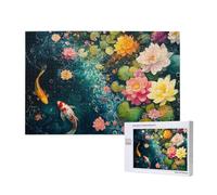 Fleur Puzzle Poisson Rouge 3000 Pièces Adultes,DIY Puzzles Classiques Art avec Boîte d'emballage et Photos de Référence,Relaxation/Soulagement du Stress/Jeux Amusants,Creatif Cadeau pour Femme M-113