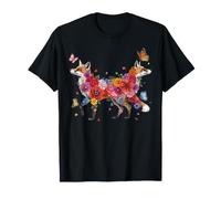 Fleur Renard Oeuvre d'art Florale Portrait Faune Animal Art T-Shirt
