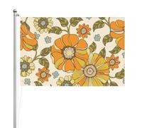 Fleur rétro colorée des années 70,Drapeau de jardin, bannière décorative, drapeau double face, 2 x 3 pieds, pour extérieur et intérieur