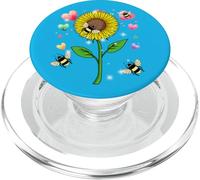 Fleur rétro tournesol jardin abeilles insectes cœurs enfants PopSockets PopGrip pour MagSafe
