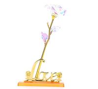 Fleur Rose Transparente avec Support en Forme D'amour Collection Artisanale dans une Boîte Violette pour Décorations de Cadeaux (couleur blanche)