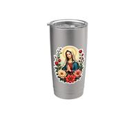 Fleur Sainte Marie Santa Maria Mère Chrétienne Jésus Christ Gobelet isotherme en acier inoxydable double paroi