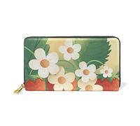 Fleur Sauvage Blanche Portefeuille Zipper Long Bourse en Cuir Véritable avec Titulaire de la Carte de Crédit pour Téléphone Femmes Fille Hommes