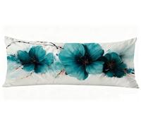 Fleur Taie Oreiller 50x150 cm Turquoise Housse Traversin 150 x 50 cm Set de 1 Coussin Grossesse, Douce et Confortable avec Fermeture éclair Oreiller de Corps pour Canapé Lit Coussin Long J0-80