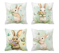 Fleur Taie Oreiller 60 x 60 Lot de 4 Velours Coussin Canape Housse Coussin Lapin Coussins Canapé Coussins Carré Taies D'oreillers Housse Oreiller Exterieur Impermeable, pour Décoration Maison a-383