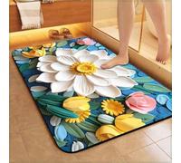 Fleur Tapis de Bain, Tapis Salle de Bain AntidéRapant, Tapis de Bain Diatomite, Tapis Salle de Bain Pierre, Tapis Salle de Bain Absorbant, Facile à Nettoyer, Tapis de Douche Lavable Machine 70x140cm