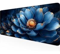 Fleur Tapis de Souris 800x300x3mm Grand Tapis Souris XXL, Bleu Mouse Pad, à Bords Cousus, Base en Caoutchouc Antidérapante, sous Main pour Clavier Pad, Decor Maison, Cadeaux pour Hommes PjY6463 Y-A