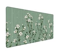 Fleur Tapis de Souris XXL 100 x 50 cm, Tapis Souris Vert sous Main Bureau avec Bords Cousus, Imperméable Mouse Pad Base en Caoutchouc Antidérapant Surface pour Gamer, PC, Cadeau Femme -lsy2603NU