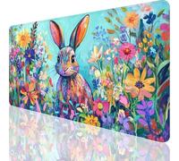 Fleur Tapis de Souris XXL 1200 x 600 mm,Grand Tapis de Souris Lapin Design avec Bords Cousus 3mm,Mouse Pad Gaming Accessoire Bureau Desk Decoration,Imperméable Résistant à Usure Lavable,Gifts,o-261