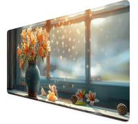 Fleur Tapis de Souris XXL 1200 x 600 mm, Jaune Tapis Souris Gamer avec Base Anti-Dérapage, Bords Cousus Design, Imperméable Mouse Pad pour Gaming Accessoire Bureau, Decoration Maison, Cadeau 5g-21E