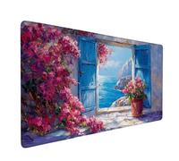 Fleur Tapis de Souris XXL 1200 x 600 mm Tapis de Souris de Jeu Océan Tapis de Bureau Bords Cousus Imperméable Base en Caoutchouc Antidérapant, Améliore la Vitesse et la Précision, pour PC, Model 318