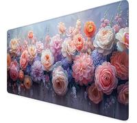 Fleur Tapis de Souris XXL 600 x 300 mm, Rose Tapis Souris Gamer avec Base Anti-Dérapage, Bords Cousus Design, Imperméable Mouse Pad pour Gaming Accessoire Bureau, Decoration Maison, Cadeau 5q-17F
