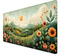 Fleur Tapis de Souris XXL 800 x 400 mm, Vert Tapis Souris Gamer avec Base Anti-Dérapage, Bords Cousus Design, Imperméable Mouse Pad pour Gaming Accessoire Bureau, Decoration Maison, Cadeau 5j-77