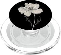 Fleur Unique esthétique Ligne Art Noir et Blanc PopSockets PopGrip pour MagSafe