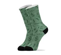 Fleur Verte Sans Couture Chaussettes Hommes Légères Chaussettes Mi-Mollet Cushioned Chaussette Pour Affaires Homme Entraînements 40Cm