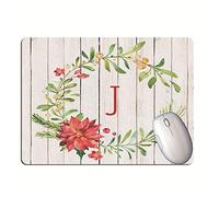 Fleur Vigne Alphabet Anglais Tapis de Souris d'ordinateur antidérapant Bureau maison-24 * 20cm_J