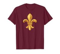 FleurArt T-Shirt Homme Noir Uni Fleur de lys Symbole floral emblématique utilisé en héraldique. Léger, Coupe classique, manche courte, col en U, taille S
