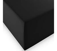 fleuresse 1119 Drap-Housse en Jersey Stretch XXL (96% Coton, 4% élasthanne), avec élastique Autour du Cou, certifié Ökotex 100, pour Matelas jusqu'à 40 cm de Hauteur, 140 x 190-160 x 220 cm, Noir