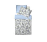 FLEURESSE Linge de lit en satin MODERN GARDEN 70x90cm / 140x200cm Midnight Bloom bleu clair