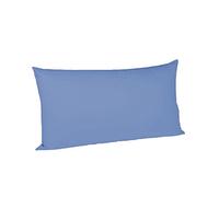 Fleuresse Taie d'oreiller Couleurs 9100-6031, 40x80cm Satin Maco Couleur Bleu ciel, 100% Coton, avec Fermeture éclair