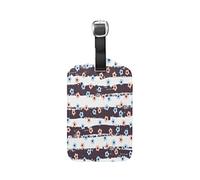 Fleurette Fleur Rayures Bleu Etiquettes à Bagages de Valises Voyage en Cuir Etiquette Nom Adresse ID Tags Drôle pour Les Garçons Filles(3PACK)
