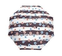 Fleurette Fleur Rayures Bleu Parapluie Pliable Pliant à Ouverture Automatique Parapluies Pliant Coupe-Vent pour Voyager Plage Femmes Enfants Homme Fille