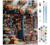 fleuriste Peinture par Numéros pour Adulte, DIY Numero d'Art Kits avec 3 Pinceaux et Acrylique, Kit Creatif Adulte vélo Paint by Numbers pour Decoration Chambre Halloween, (Sans Cadre) 50x70cm D1-96