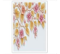 Fleurs 3D Impression sur toile Or Fleurs de pêcher Poster et impression d'art, Décoration murale pour Maison Bain Salon Chambre Restaurant 90Lx60W cm Sans cadre