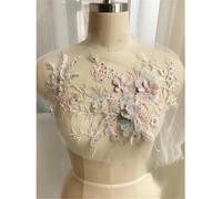 Fleurs 3D Perles Dentelle Tissus Applique Broderie Couture sur Patches pour Robe De Soirée De Mariage Vêtements Patches Scrapbooking, Light Green